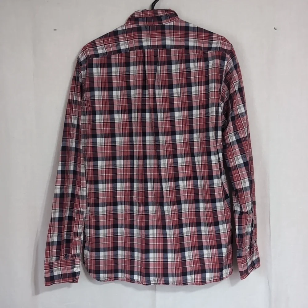 J Crew Red Plaid Slim Fit Long Sleeve Cotton Button Up Size Medium